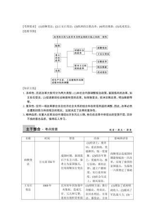 高考历史大二轮 考前三个月 历史上重大改革回眸