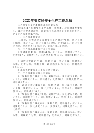 2024年安监局安全生产工作总结