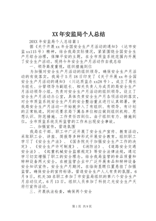 2024年安监局个人总结