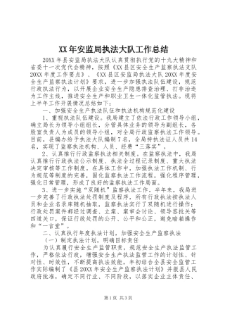 2024年安监局执法大队工作总结