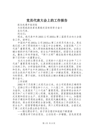 2024年党员代表大会上的工作报告