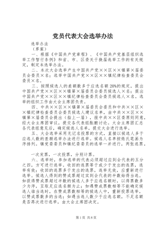 2024年党员代表大会选举办法