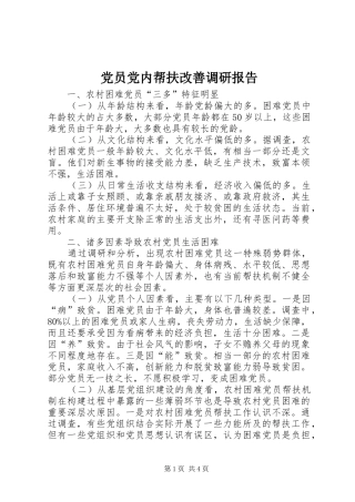 2024年党员党内帮扶改善调研报告
