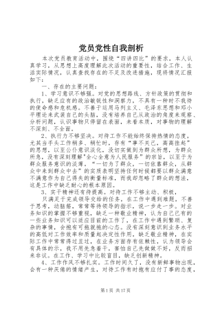 2024年党员党性自我剖析