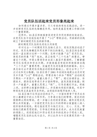 2024年党员队伍活起来党员形象亮起来