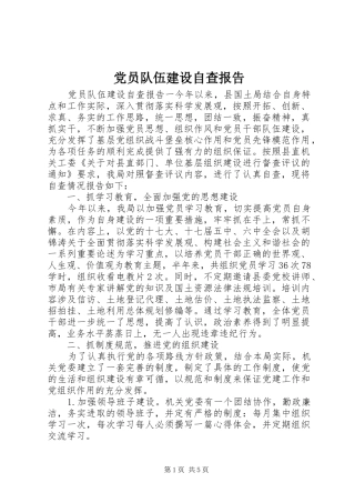 2024年党员队伍建设自查报告