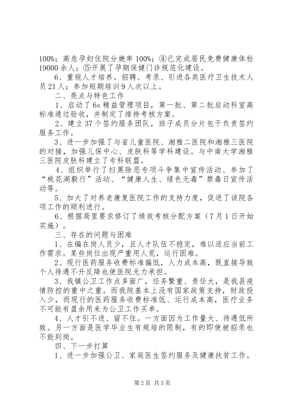 2024年半年度医院工作总结_第2页
