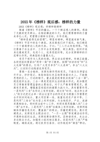 2024年榜样观后感榜样的力量