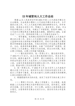 2024年城管局人大工作总结
