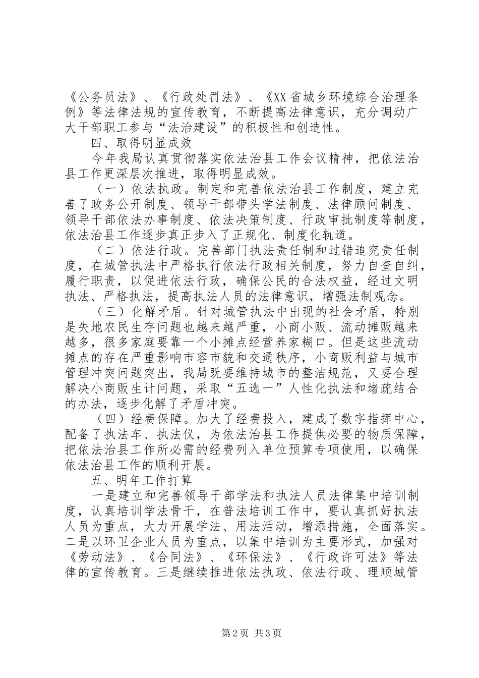 2024年城管局依法治理工作总结_第2页