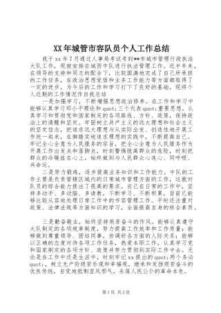 2024年城管市容队员个人工作总结