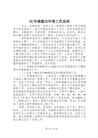 2024年城建办年度工作总结