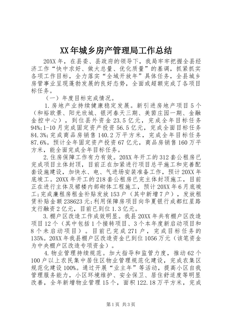 2024年城乡房产管理局工作总结_第1页