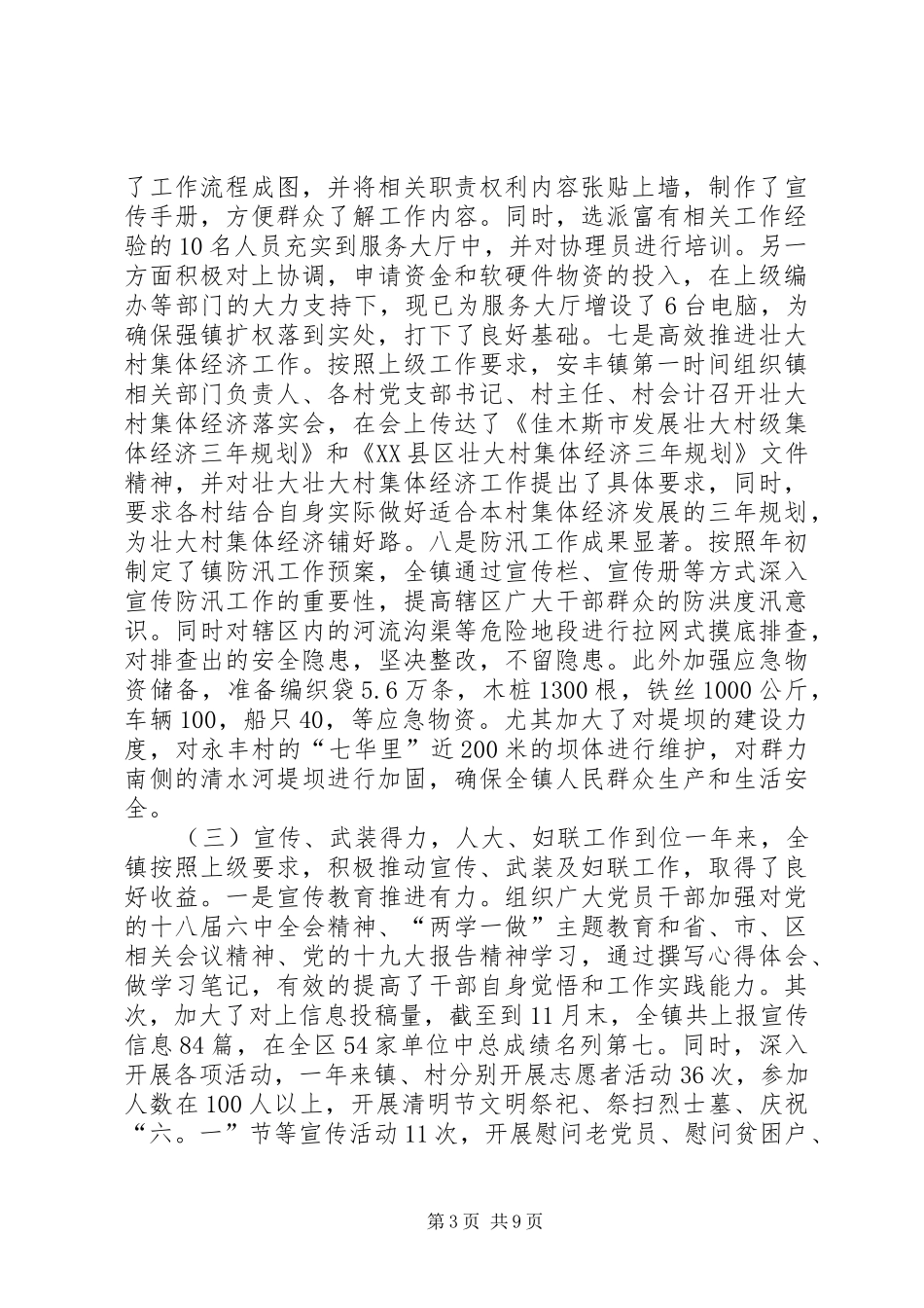 2024年安丰镇工作总结及工作安排_第3页