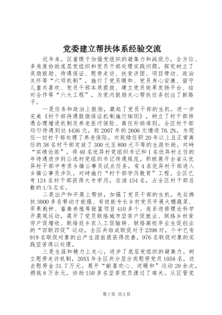 2024年党委建立帮扶体系经验交流