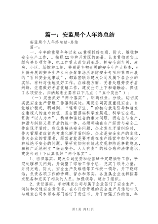 2024年安监局个人年终总结