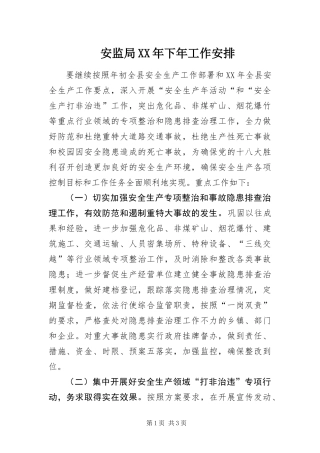 2024年安监局下年工作安排