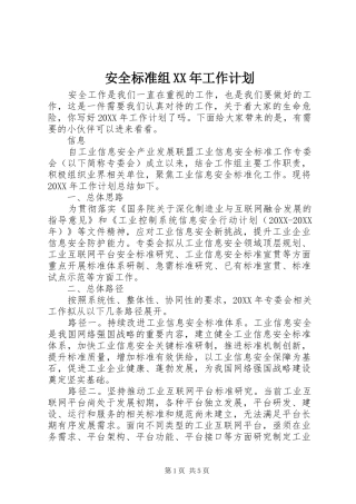 2024年安全标准组工作计划