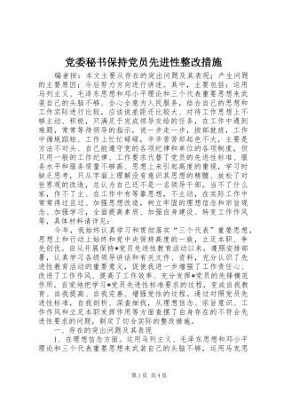 2024年党委秘书保持党员先进性整改措施