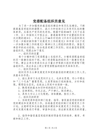 2024年党委配备组织员意见