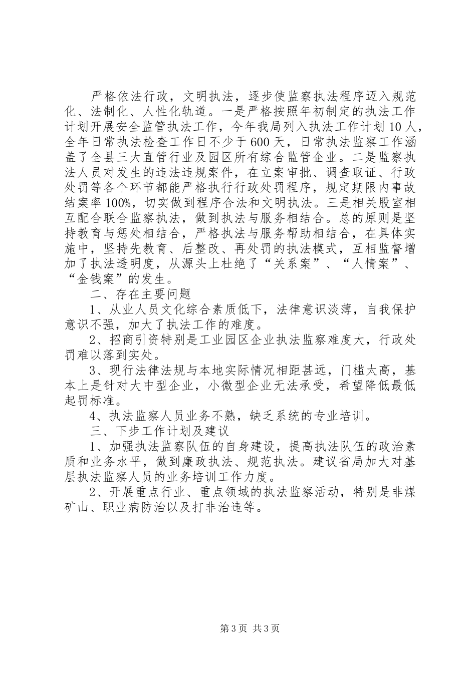 2024年安全生产监察执法工作汇报_第3页