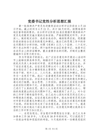 2024年党委书记党性分析思想汇报