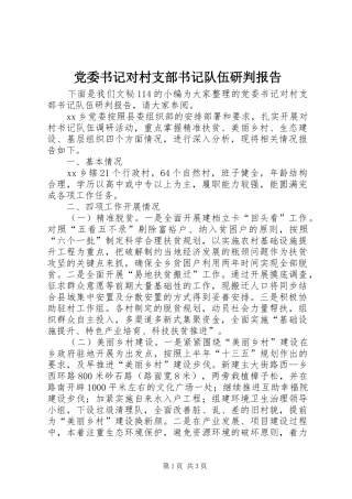 2024年党委书记对村支部书记队伍研判报告