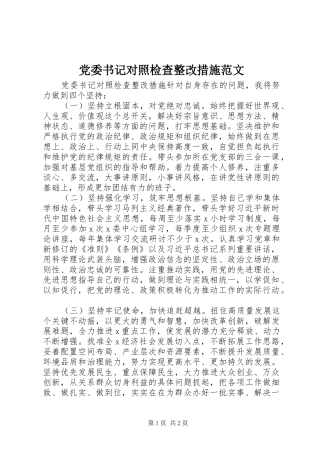 2024年党委书记对照检查整改措施范文