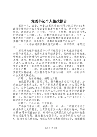 2024年党委书记个人整改报告