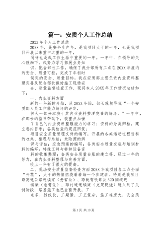 2024年安质个人工作总结