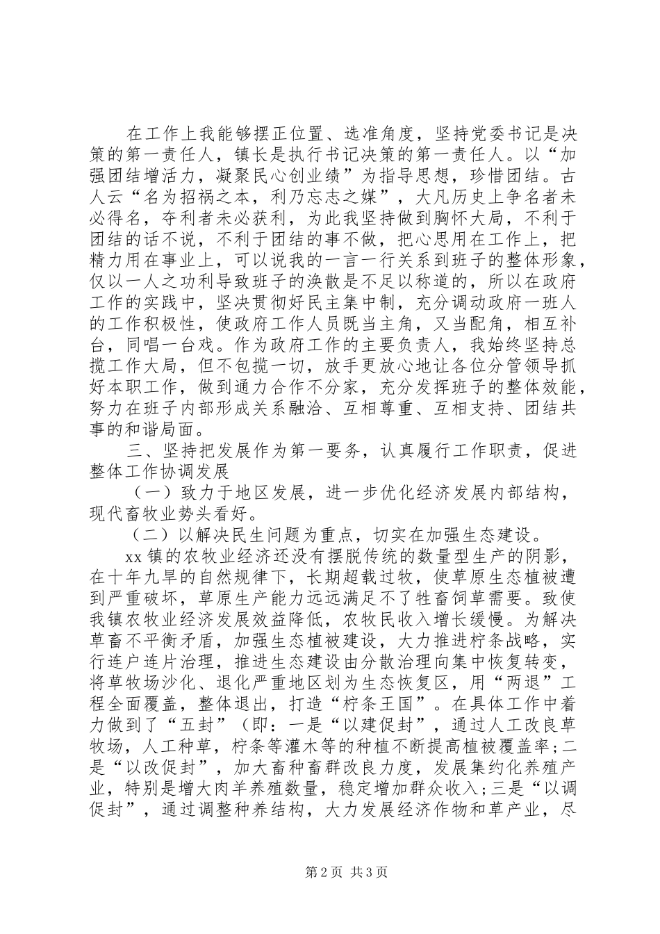 2024年党委书记兼镇长述职报告_第2页