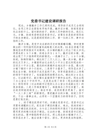 2024年党委书记建设调研报告