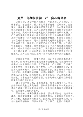 2024年党员干部如何贯彻三严三实心得体会