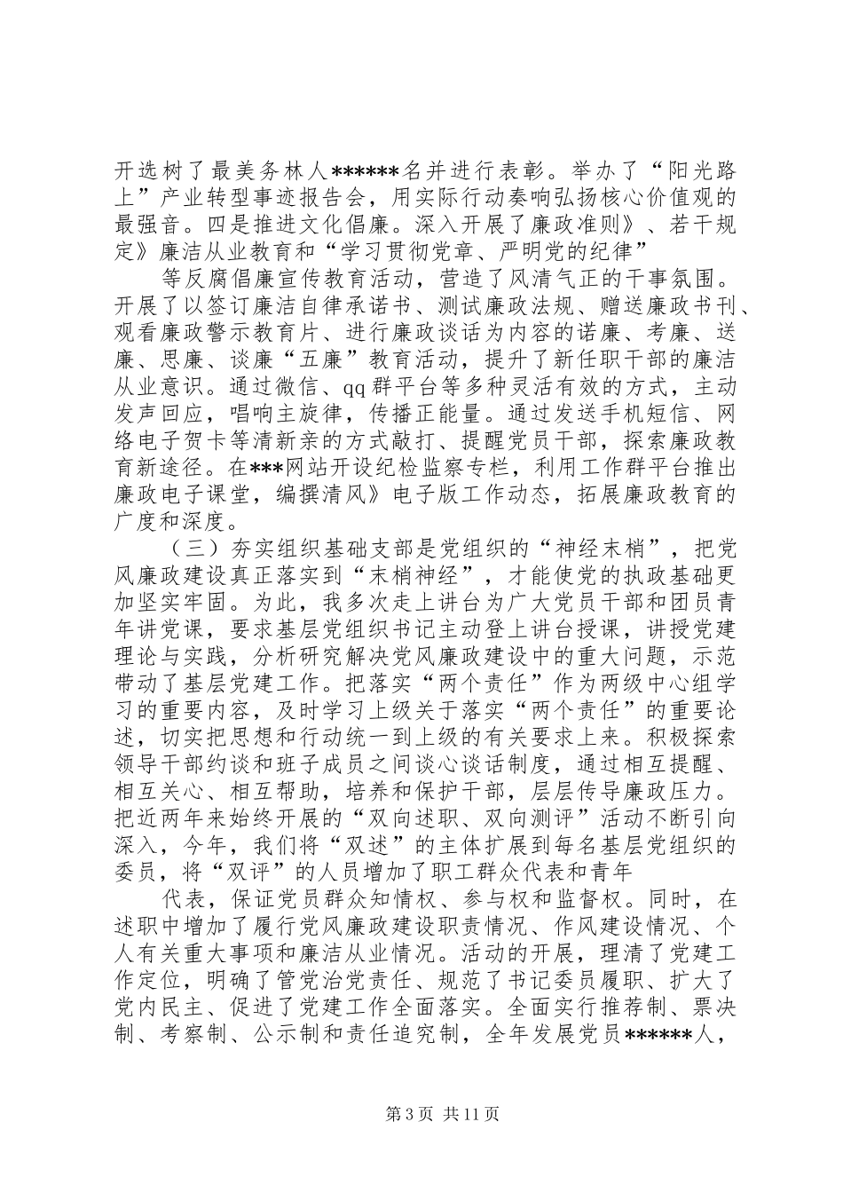 2024年党委书记廉洁自律总结_第3页