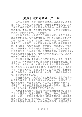 2024年党员干部如何做到三严三实