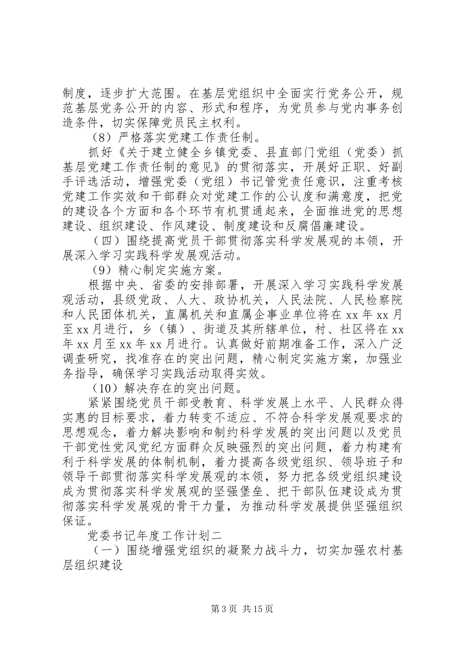 2024年党委书记年度工作计划_第3页