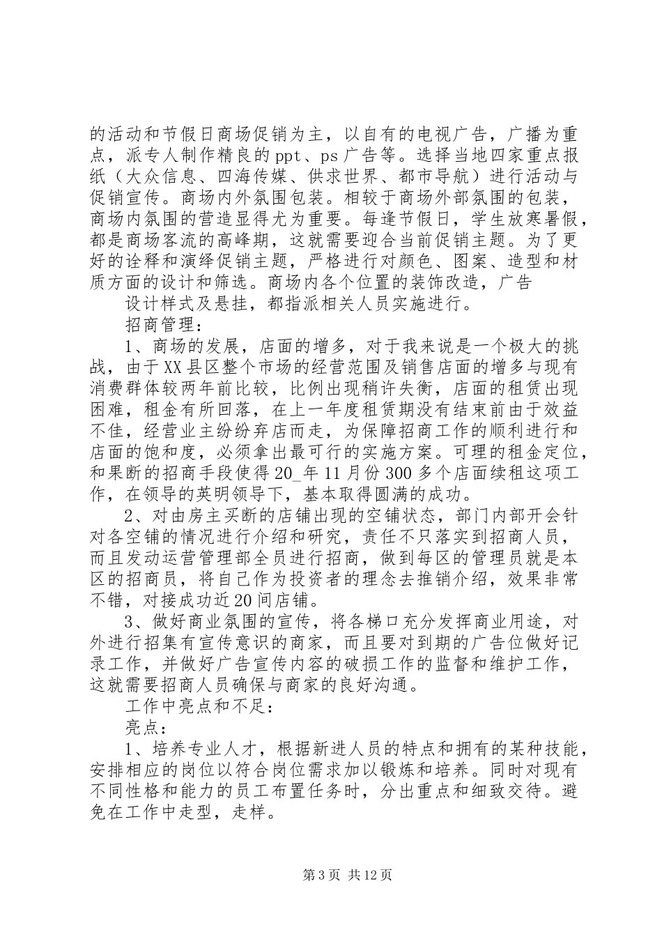 2024年百货招商引资述职报告范文三篇_第3页