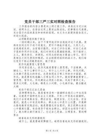 2024年党员干部三严三实对照检查报告