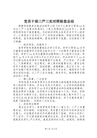 2024年党员干部三严三实对照检查总结