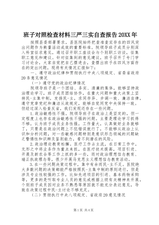 2024年班子对照检查材料三严三实自查报告