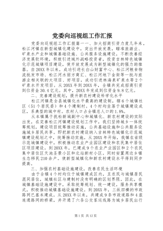 2024年党委向巡视组工作汇报