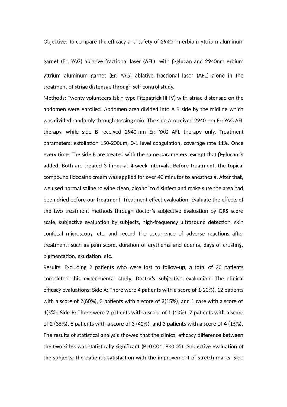 2940nm点阵铒激光联合β-葡聚糖治疗妊娠纹的安全性及有效性评估  药学专业_第3页