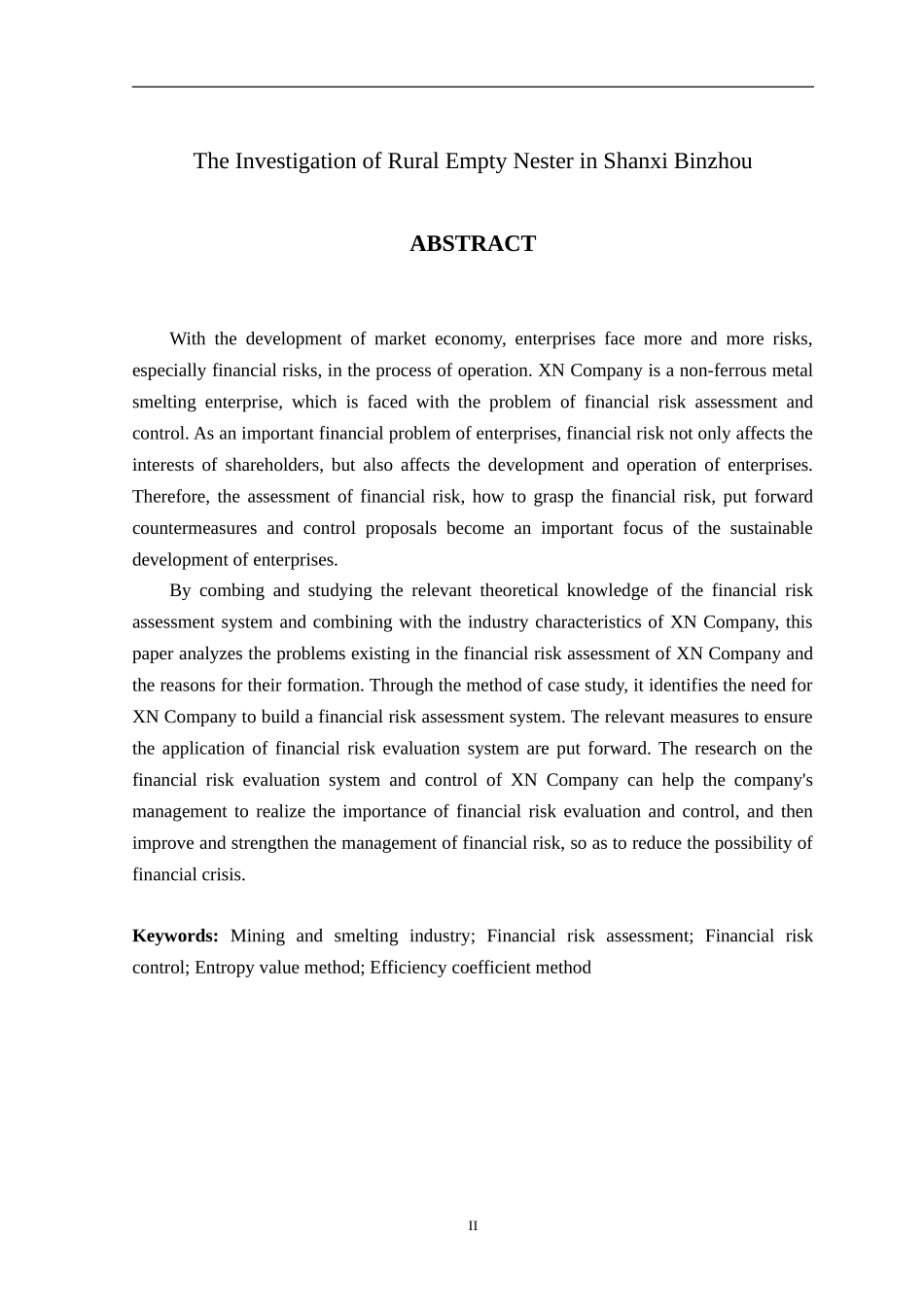 XN公司财务风险评价体系研究  会计财务管理专业_第2页