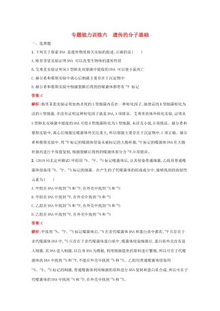 高考生物二轮复习 专题能力训练6 遗传的分子基础（含解析）-人教版高三生物试题