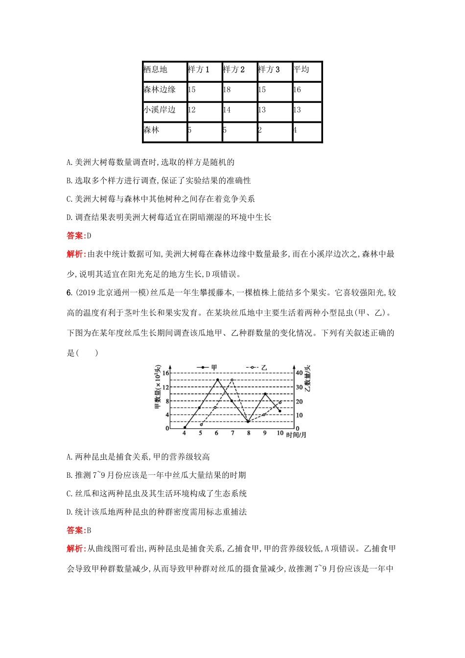 高考生物二轮复习 专题能力训练12 种群和群落（含解析）-人教版高三生物试题_第3页