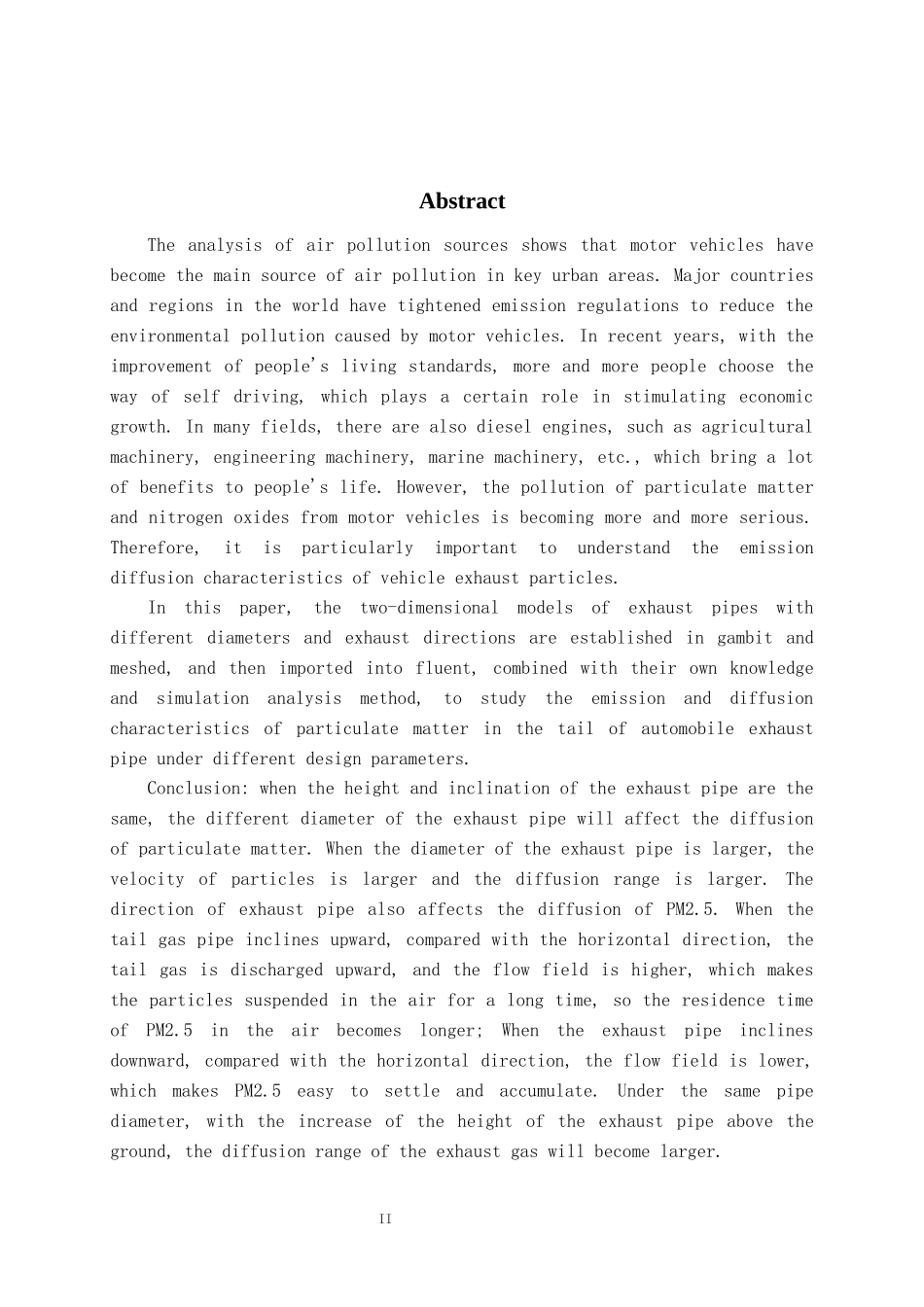 不同排气管设计参数下车辆尾部微粒物放出分散模仿解析  车辆工程专业_第2页