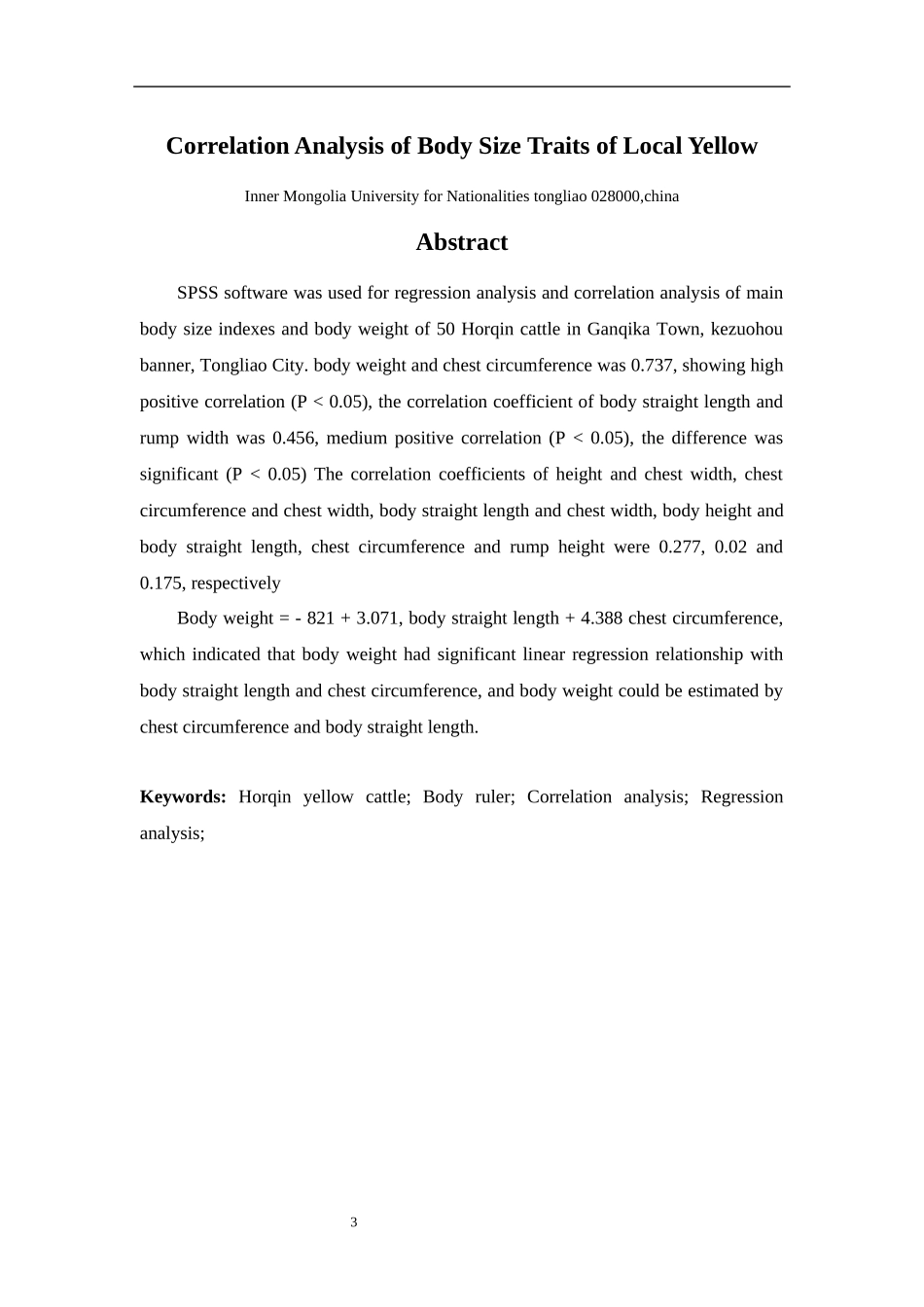 地方黄体型特征的相关分析  营养学专业_第3页