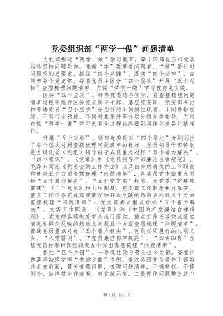 2024年党委组织部两学一做问题清单