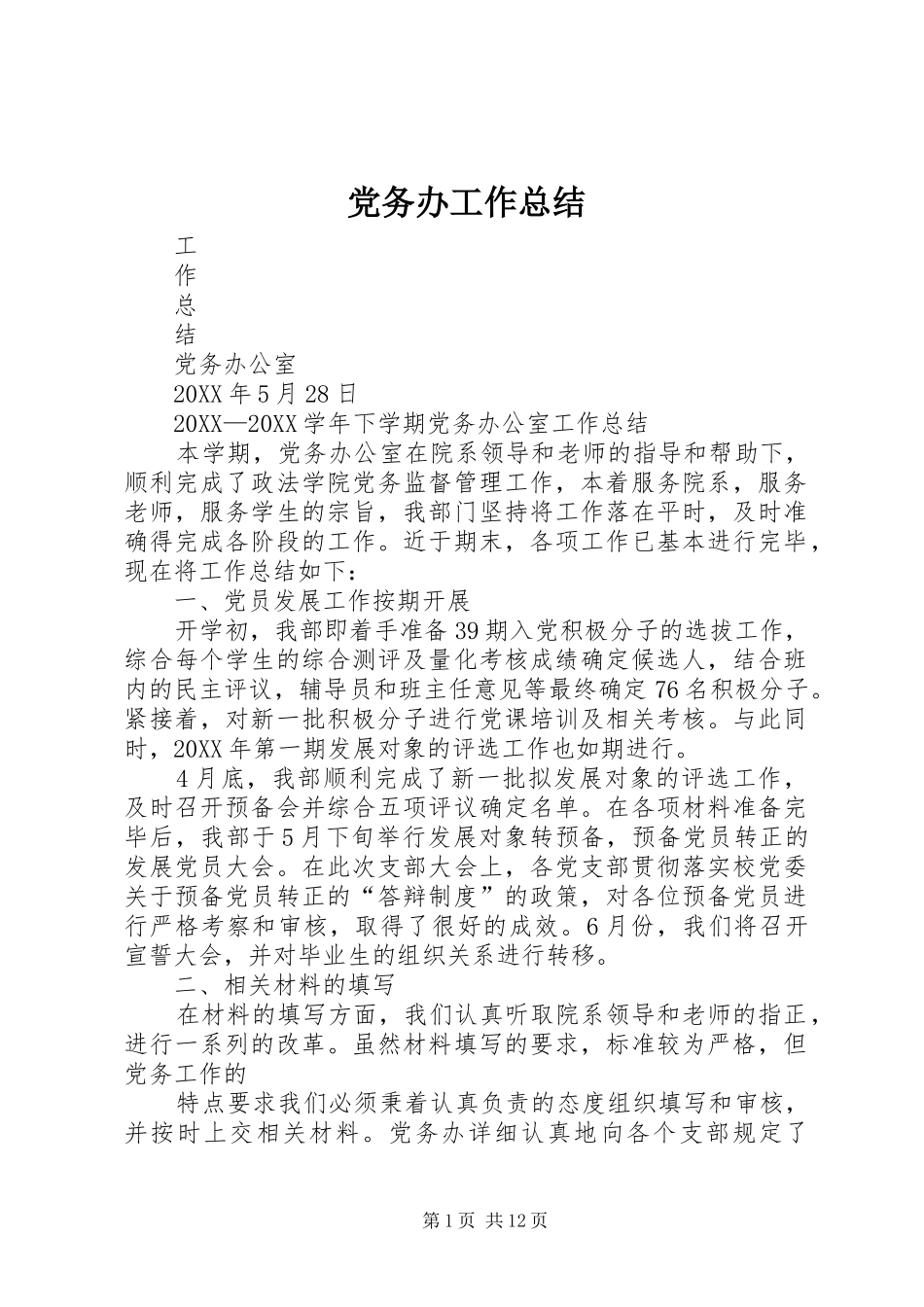 2024年党务办工作总结_第1页