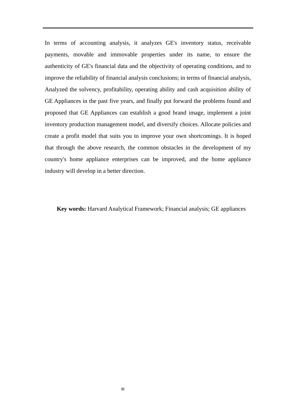 基于哈佛框架下的财务报表分析——以GE电器为例  财务会计管理专业_第3页